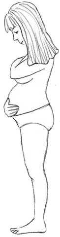 Schwangere Frau betrachtet ihren Bauch und weiß, wie wichtig die Schilddrüsenwerte in der Schwangerschaft sind. Markus Breitenberger berät Sie gerne.